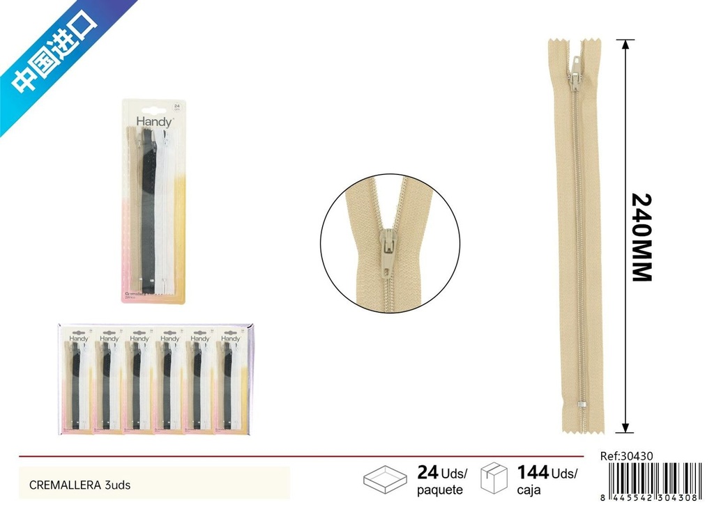 Cremallera 3 pcs - Accesorios de costura y cremallera