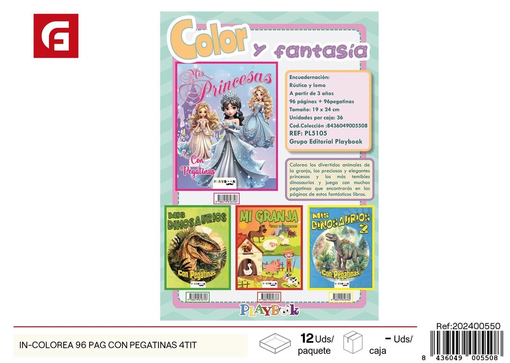 Historia colorida de 258 páginas - Libro de cuentos con pegatinas  