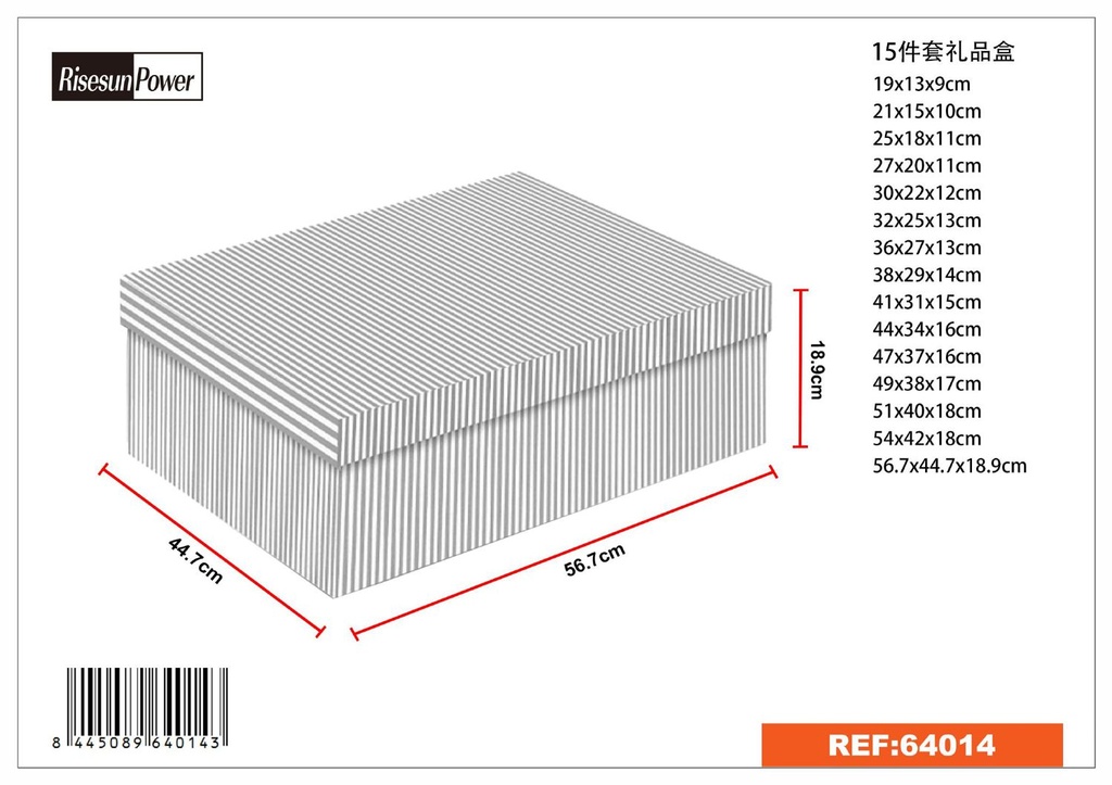 Caja de papel RI* 15 piezas 56,7x44,7x18,9 cm - Artículos de regalo y cajas decorativas