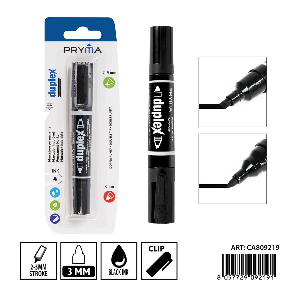 Marcador de doble punta 5/3mm negro - Herramientas de escritura