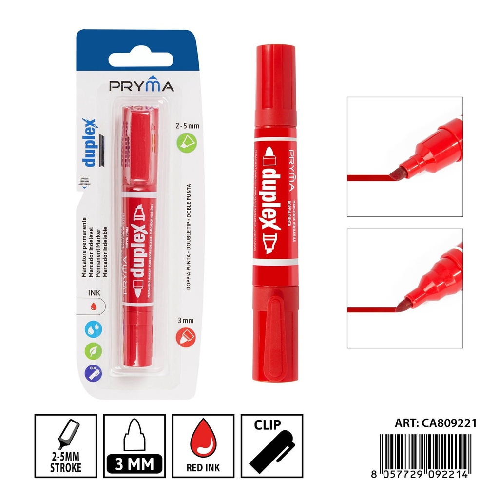 Marcador doble punta 5/3 mm rojo - Utensilios de escritura