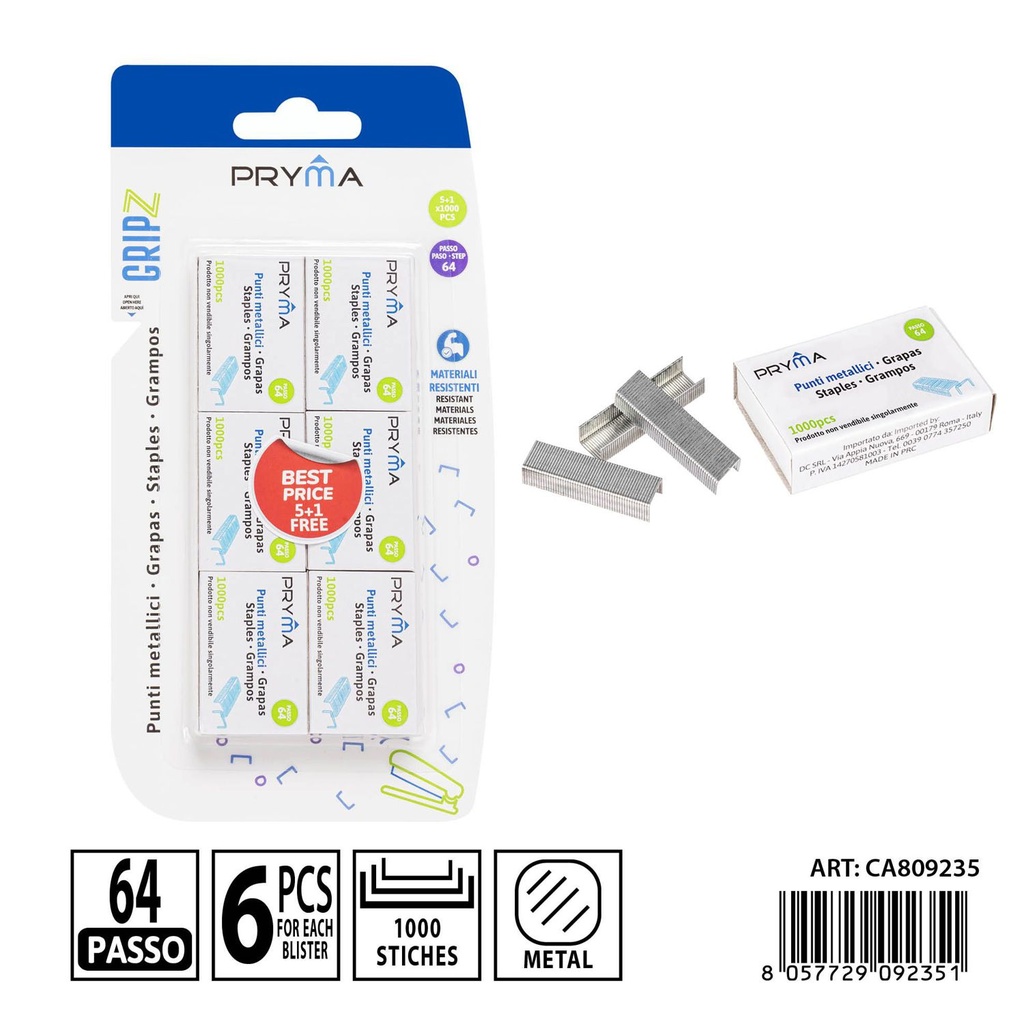 Grampas 64, 1000pcs - Materiales de oficina