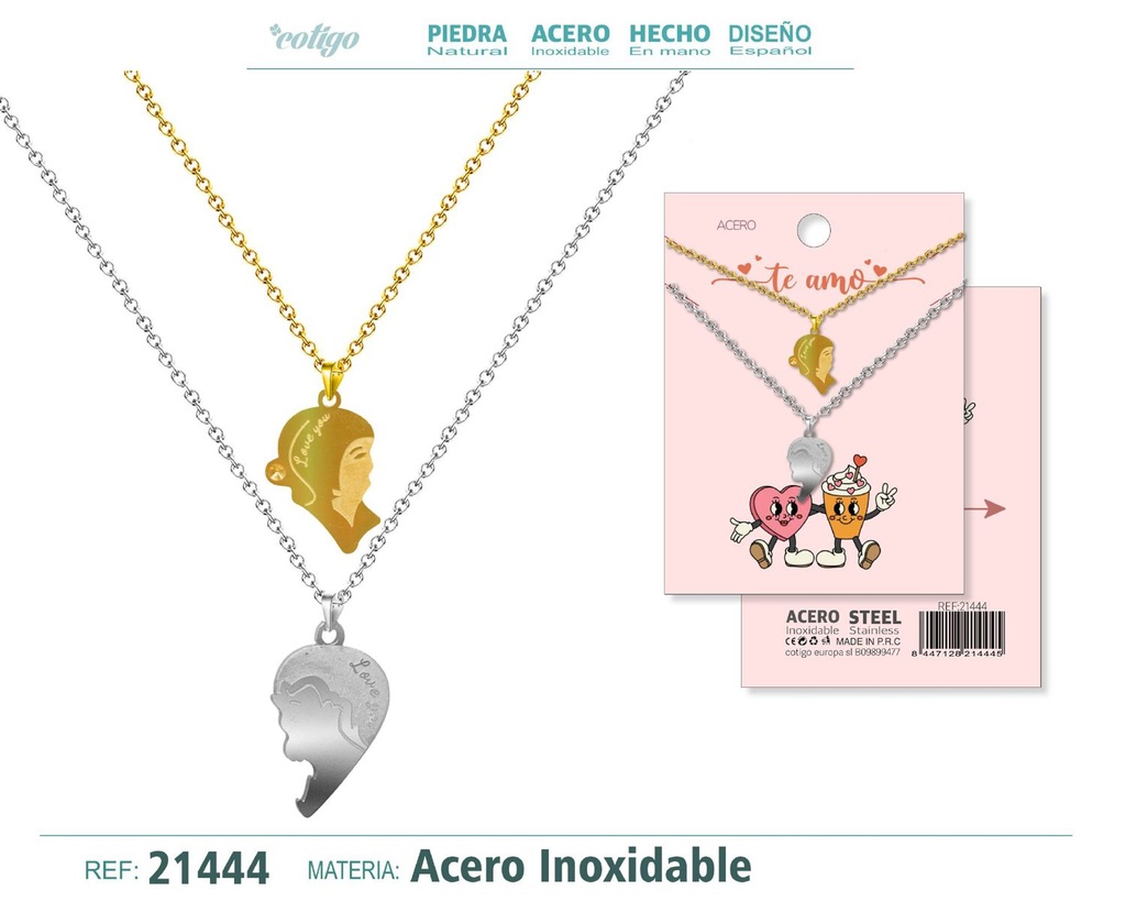 Collar de acero para pareja - Joyas y regalos de amistad
