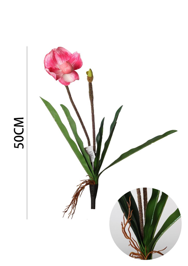 Ramo de flores artificiales - Orquídea con hojas en 50 cm