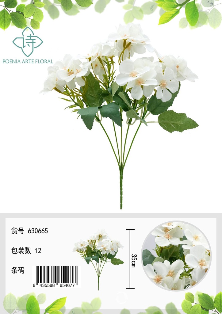 Ramo de flores de hortensia de 5 pétalos - Ramo decorativo