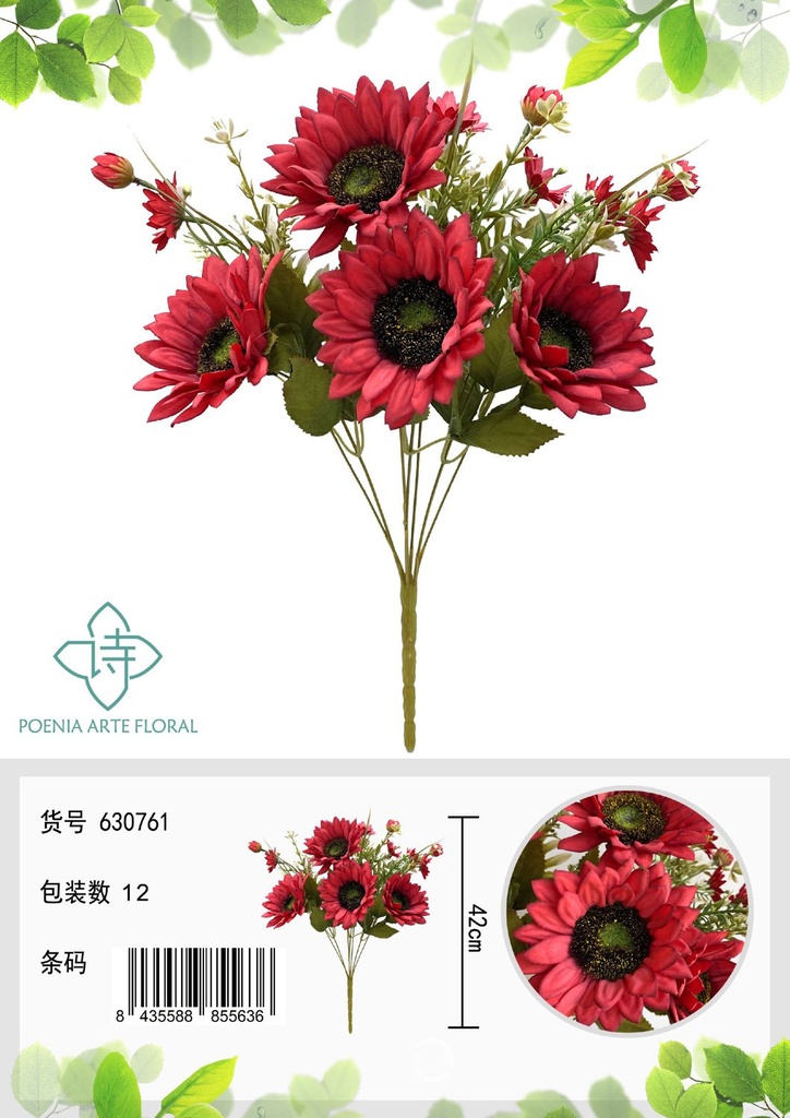 Ramo de 9 cabezas de girasoles - Ramo decorativo