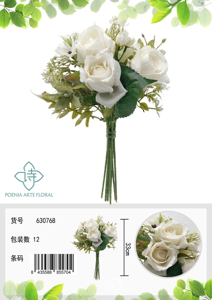 Ramo de rosas artificiales en mano de pareja - Decoración floral y bouquets