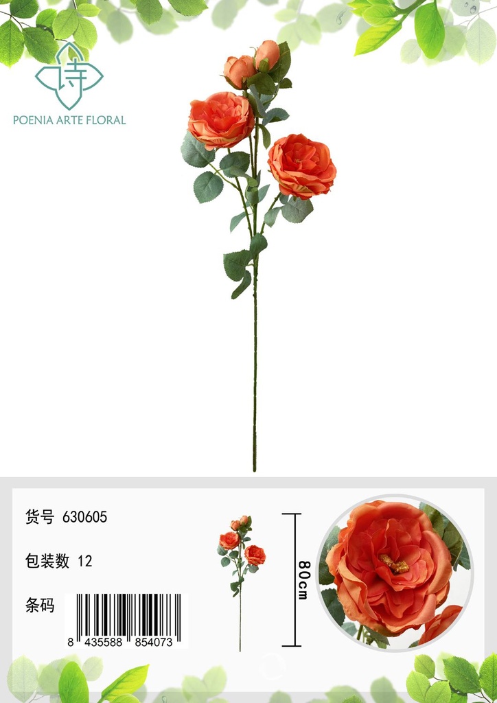 Ramo de 4 rosas irlandesas de 70 cm - Bouquet de flores