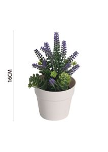Pozuelo de lavanda artificial de 16 cm - Pequeño macetero decorativo