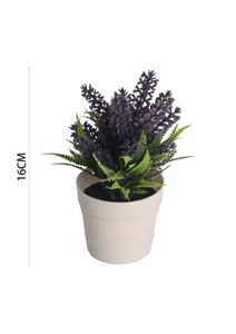 Pozuelo de lavanda artificial de 16 cm - Pequeño macetero decorativo
