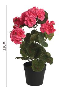 Geranio artificial en maceta mediana - Pequeño macetero decorativo