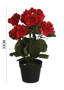 Geranio artificial en maceta mediana - Pequeño macetero decorativo