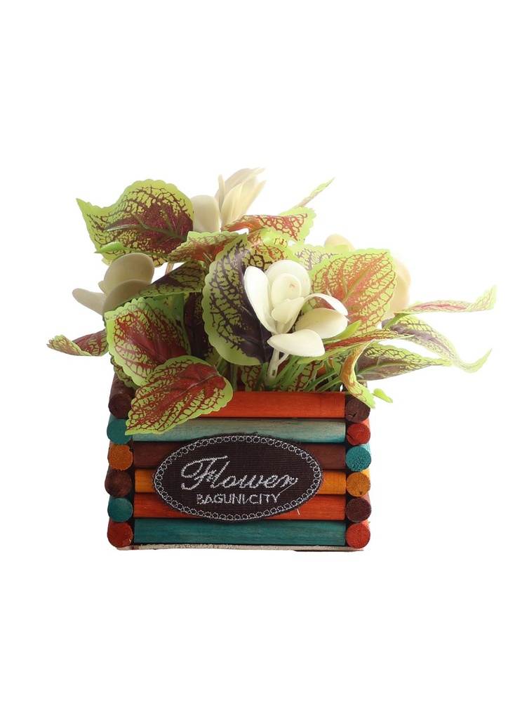 Pozuelo de flores artificiales - Pequeño macetero decorativo
