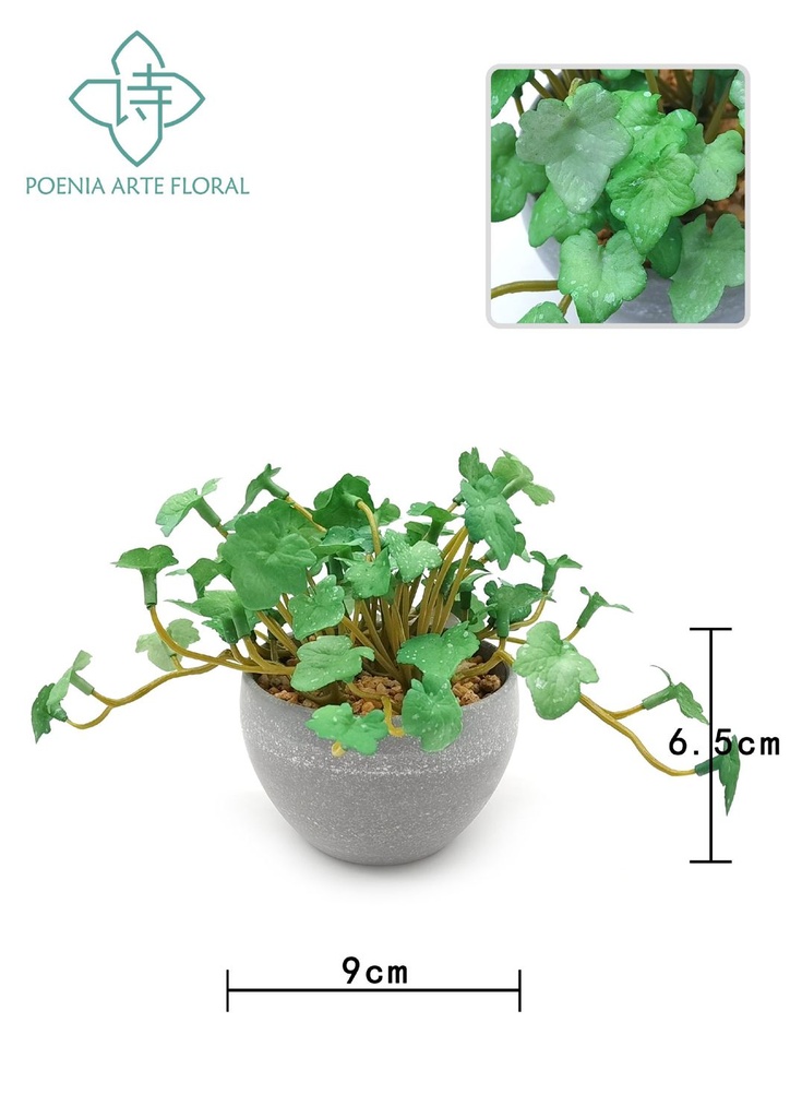 Bonsái artificial de aspidistra en maceta gris - Planta decorativa