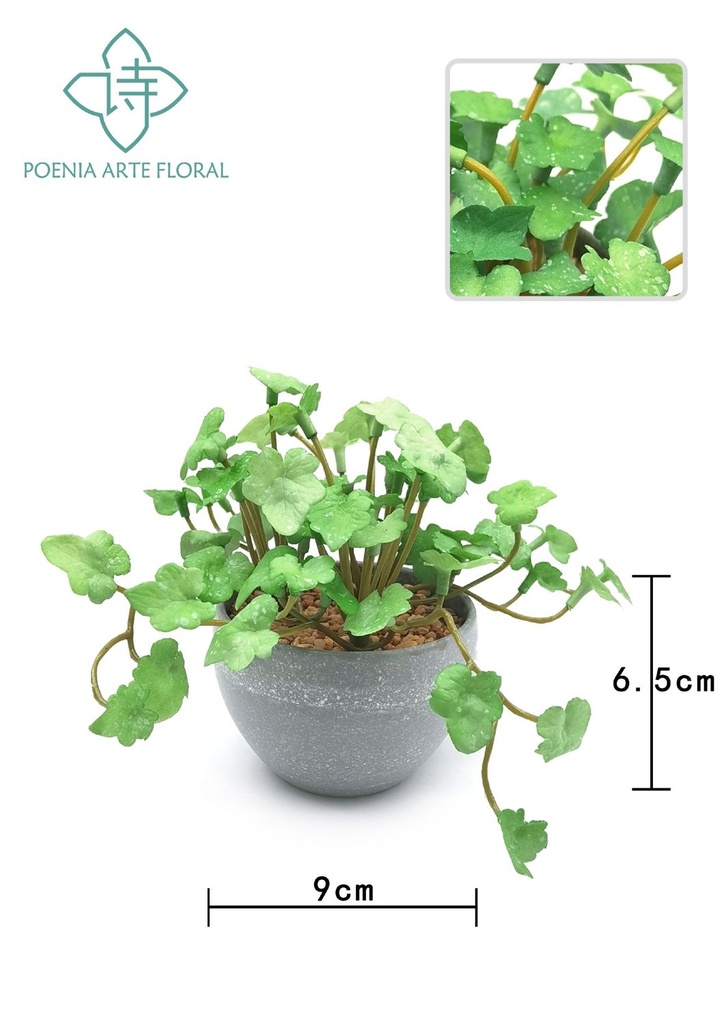 Bonsái artificial de aspidistra en maceta gris - Planta decorativa