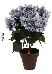 Bonsái artificial de hortensia oscura azul de 7 cabezas - Planta decorativa
