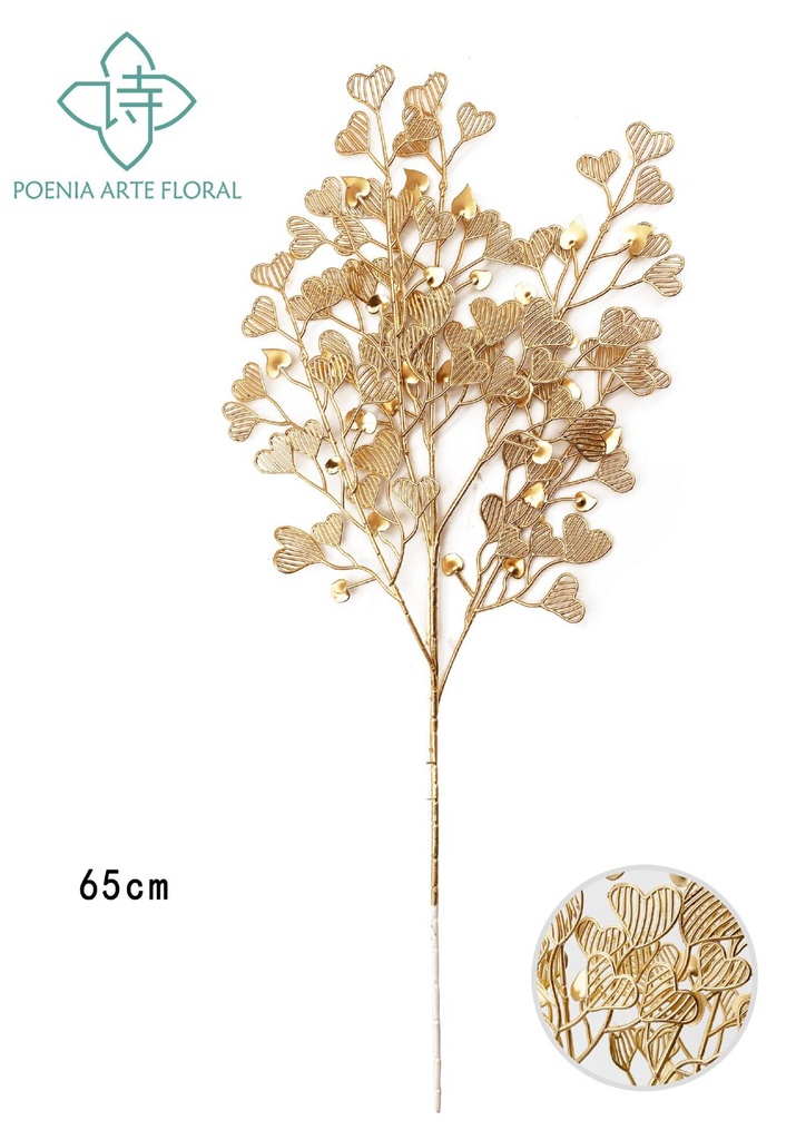 Bonsái artificial de hoja en forma de corazón dorada - Planta decorativa