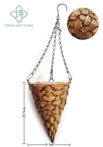 Maceta colgante triangular en mimbre - Maceta de madera