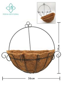 Maceta colgante de 14 pulgadas en mimbre - Maceta de madera