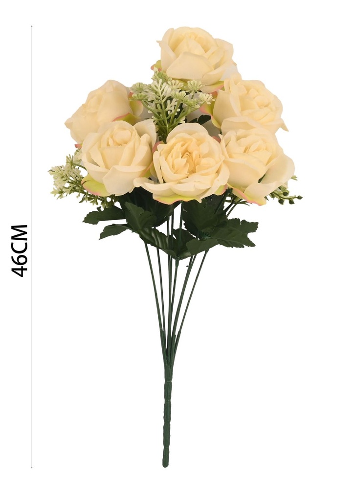 Ramo de rosas con flores y hierbas (6 flores, 3 hierbas)