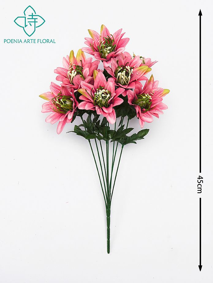 Ramo de 8 cabezas de crisantemo en color rosa claro - Flores funerarias
