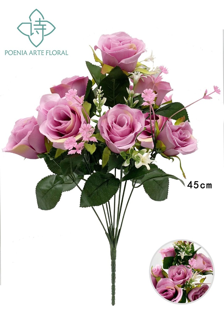 Ramo de rosas triángulo color lila claro (8 cabezas)