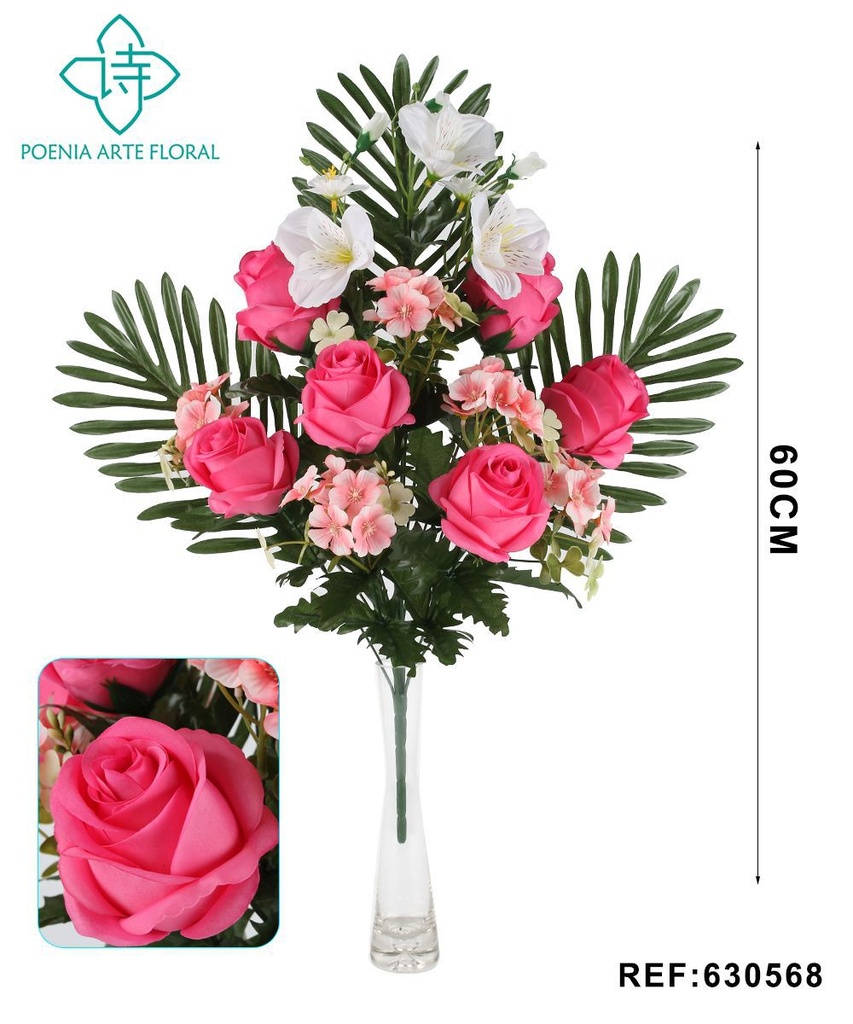 Ramo grande de rosas irlandesas y hortensias