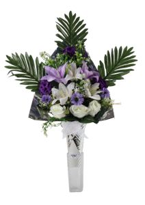 Centro de flores artificiales para tumba - Arreglo floral completo sin descuento