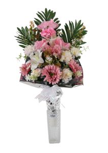 Centro de flores artificiales para tumba - Arreglo floral completo sin descuento