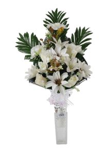 Centro de flores artificiales para tumba - Arreglo floral completo sin descuento