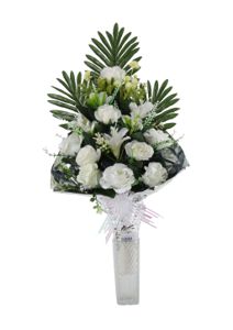 Centro de flores artificiales para tumba - Arreglo floral completo sin descuento