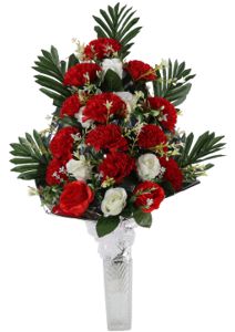 Centro de flores artificiales para tumba - Arreglo floral completo sin descuento