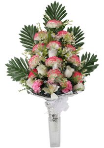 Centro de flores artificiales para tumba - Arreglo floral completo sin descuento