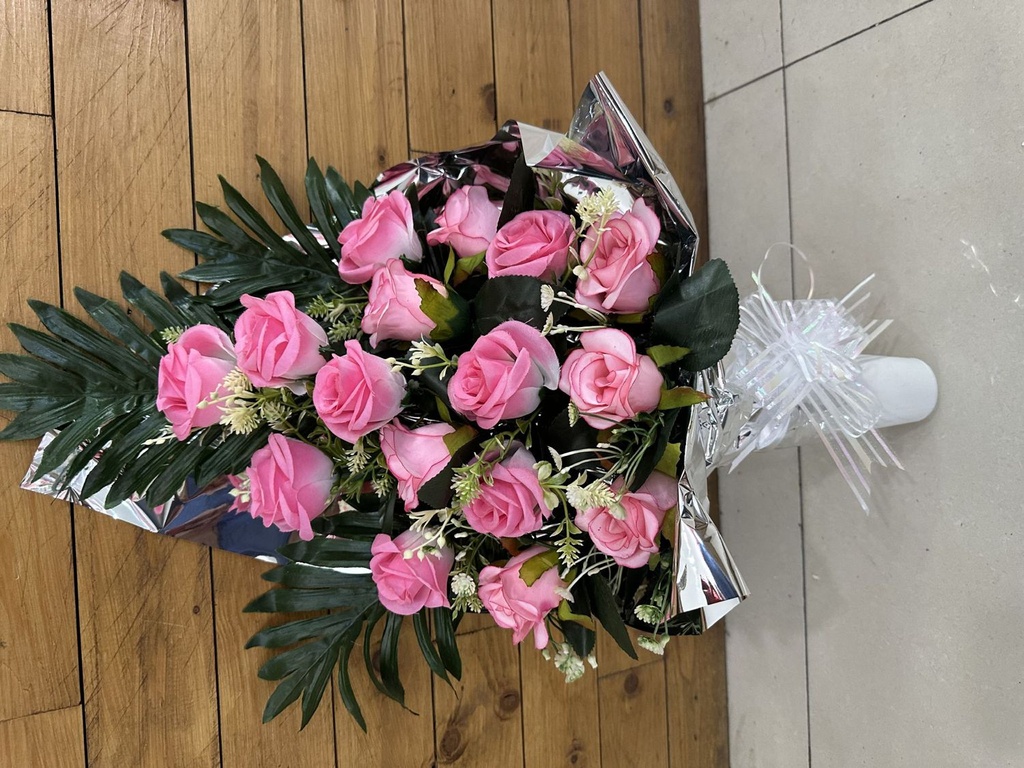 Centro de flores artificiales en maceta pequeña - Arreglo floral completo sin descuento