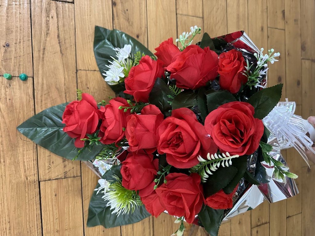 Centro de flores artificiales en maceta pequeña - Arreglo floral completo sin descuento