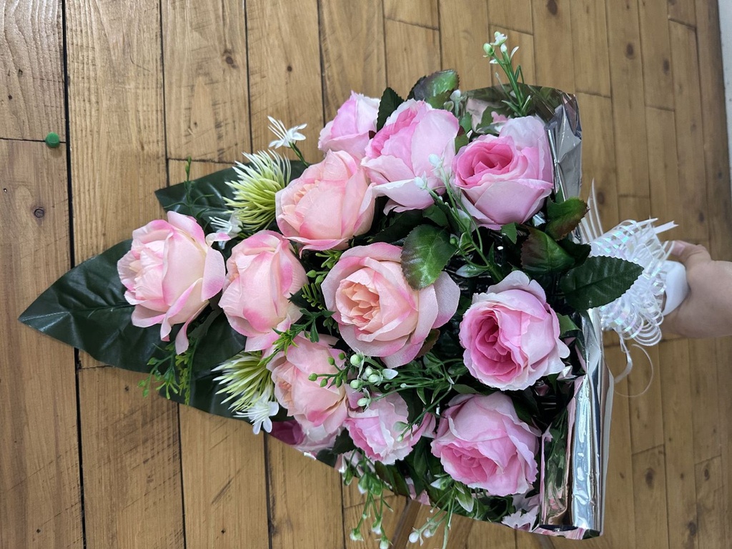 Centro de flores artificiales en maceta pequeña - Arreglo floral completo sin descuento