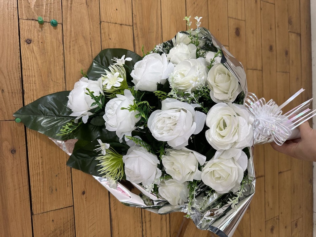 Centro de flores artificiales en maceta pequeña - Arreglo floral completo sin descuento