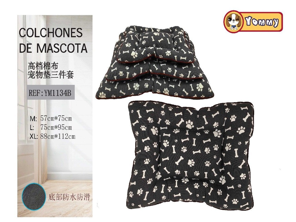 Colchoneta de perro (juego de 3 piezas) gris - Accesorios para mascotas