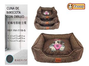 Cuna de perro 3 piezas de lienzo a cuadros marrón 1118-5 - Detalle especial en cada modalidad