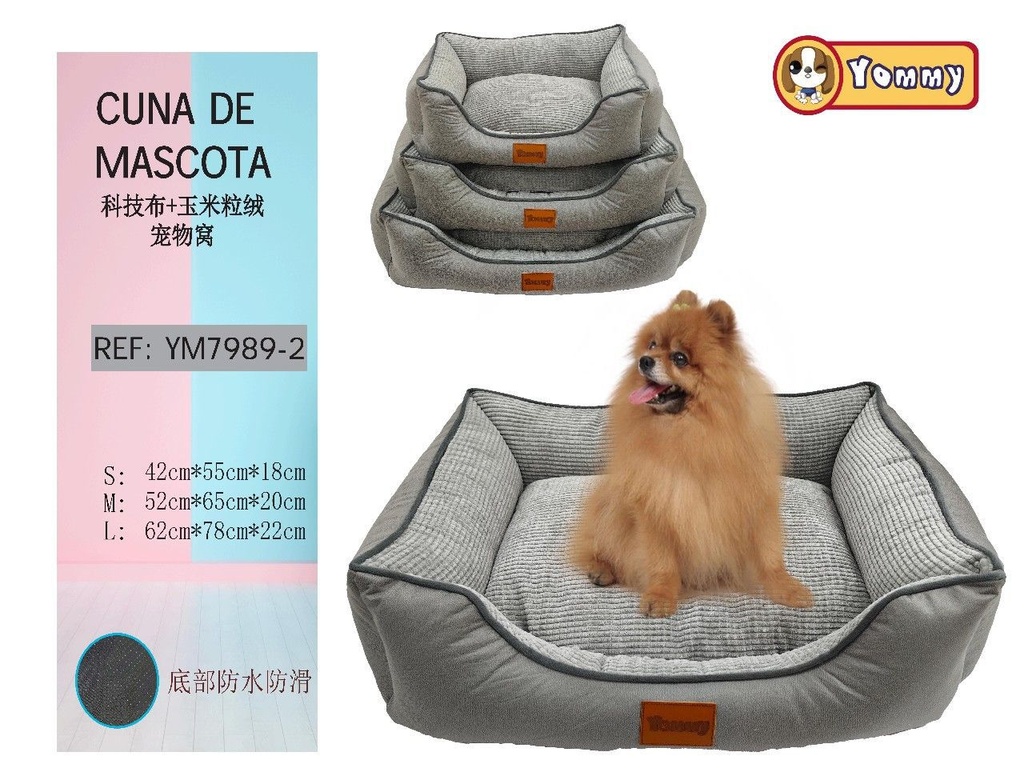 Cuna para perro de tela tecnológica y terciopelo gris - Cunas confortables para mascotas