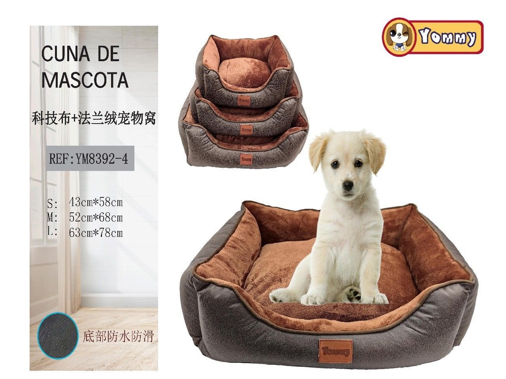 Cuna de perro en tecnología de tela y felpa en marrón - Accesorios para mascotas