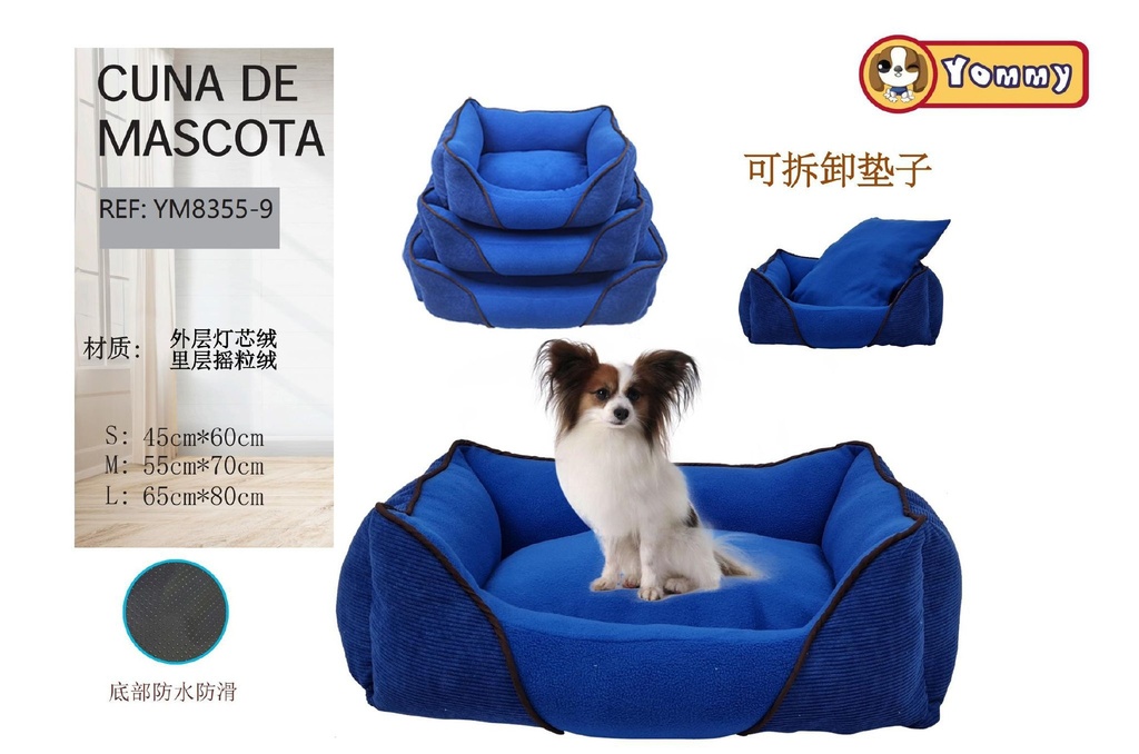 Cuna de perro (juego de 3 piezas) azul - Accesorios para mascotas