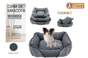 Cuna de perro de terciopelo y peluche gris oscuro en set de 3 piezas - Camas de lujo para perros