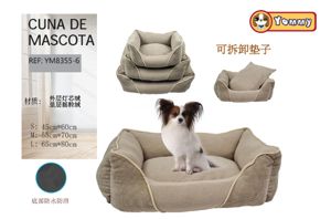 Cuna de perro de terciopelo y peluche beige en set de 3 piezas - Camas de lujo para perros