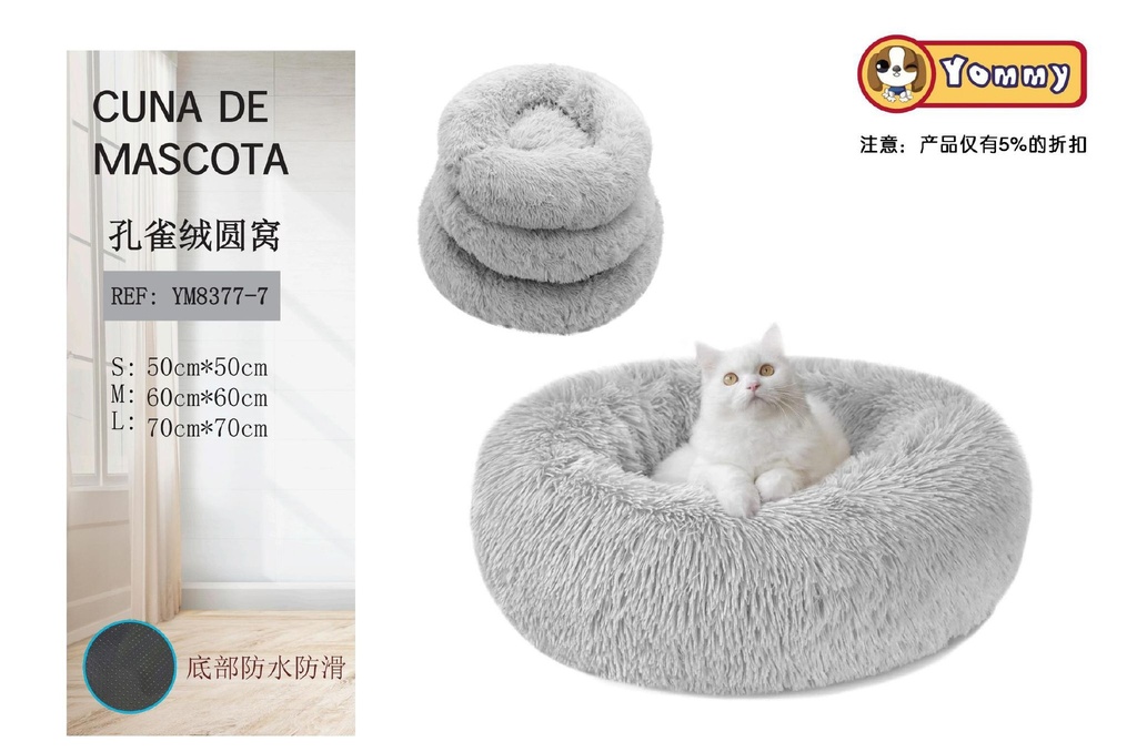 Cuna de perro gris claro con terciopelo 3 piezas - Accesorios para mascotas