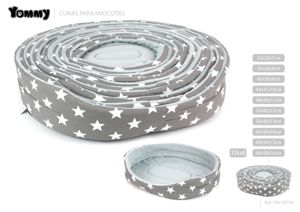 Cuna de 10 piezas de lona gris con estrellas 68x58x16 cm - Accesorios para mascotas