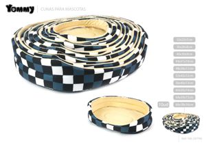 Cuna de 10 piezas de lona blanca y negra a cuadros 68x58x16 cm - Accesorios para mascotas