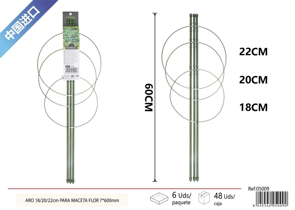 Aro soporte para maceta de flor 18/20/22 cm - Accesorios de jardinería y tutores