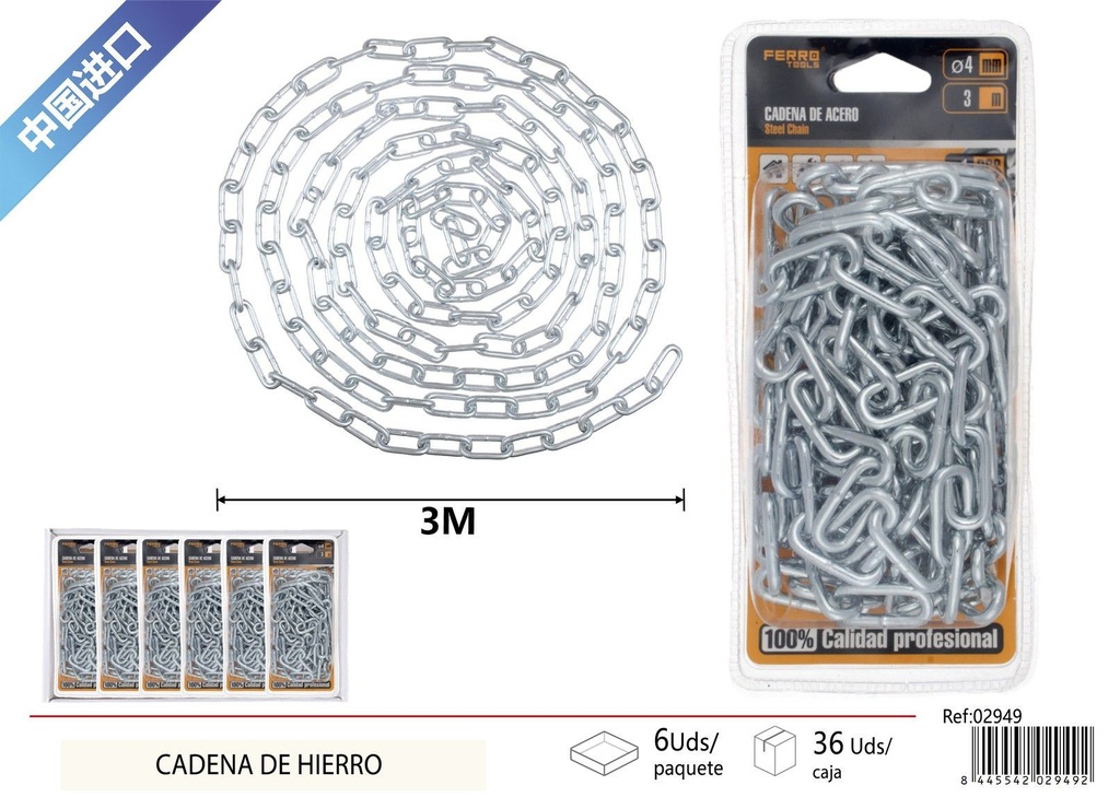 Cadena de hierro 4mm*3m - Accesorios de ferretería y cadenas