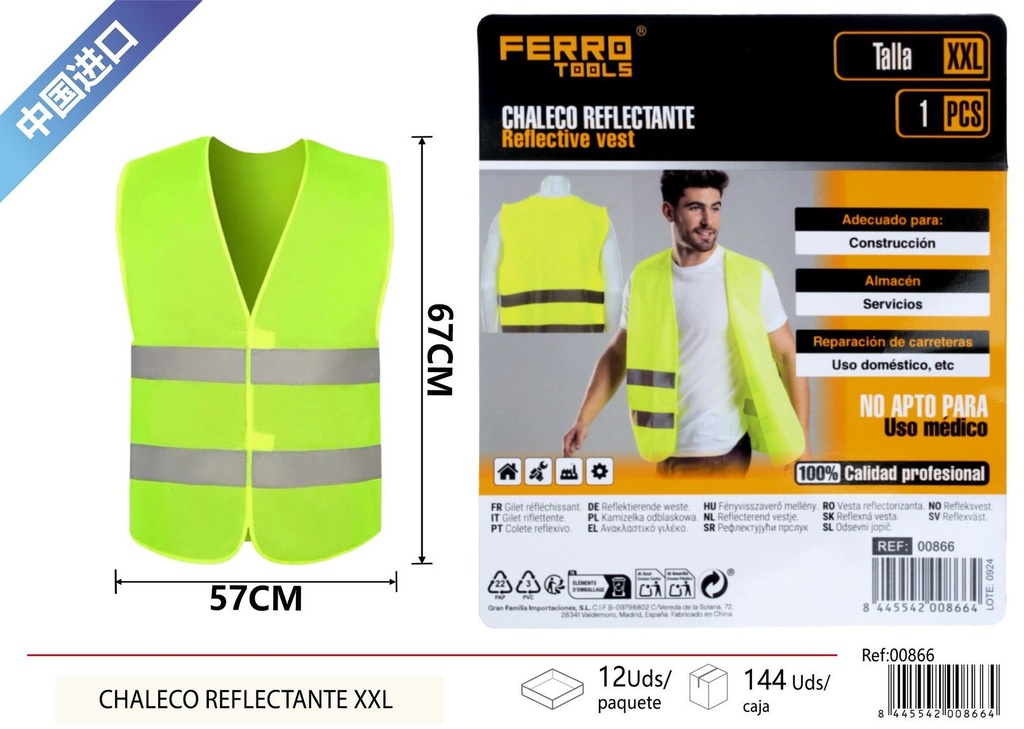 Chaleco reflectante XXL - Accesorios de coche y seguridad